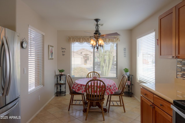 view of tiled dining room