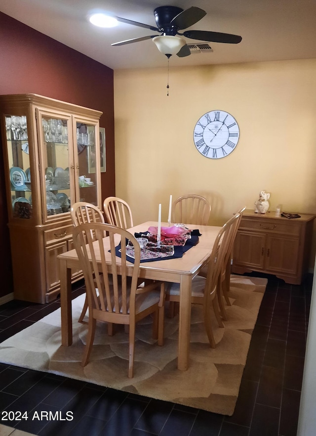 dining area featuring ceiling fan