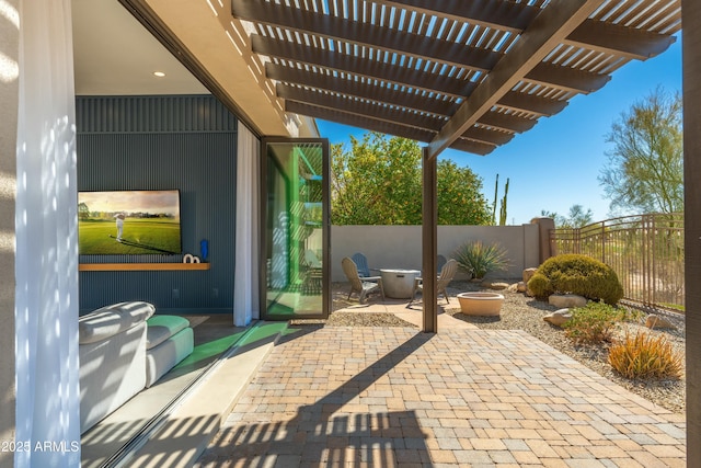 view of patio / terrace featuring a pergola