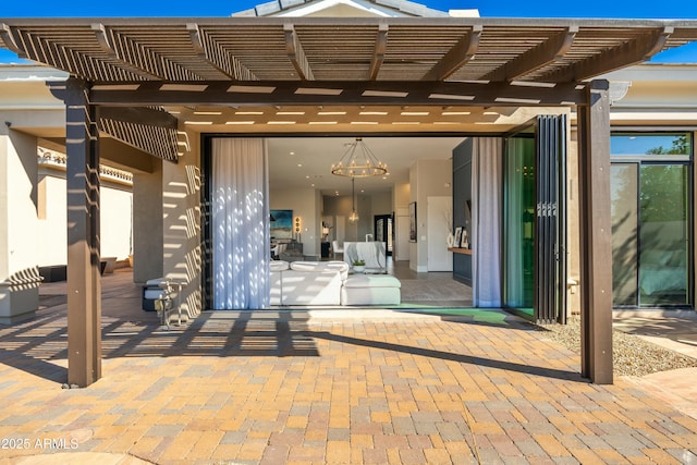 view of patio featuring a pergola