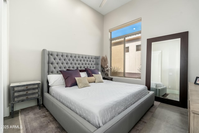 bedroom with concrete flooring