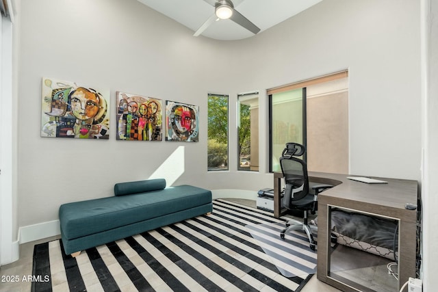 office area with ceiling fan