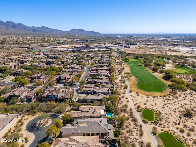 drone / aerial view featuring a mountain view