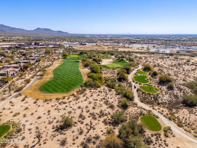 drone / aerial view featuring a mountain view