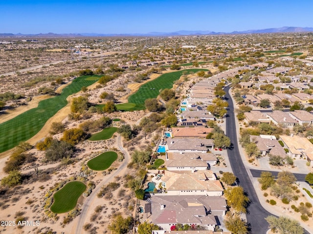 drone / aerial view featuring a mountain view