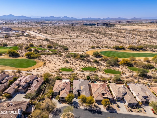 drone / aerial view featuring a mountain view