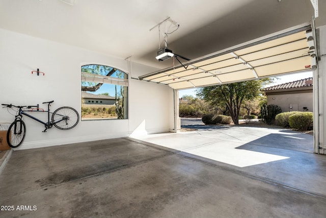 garage with a garage door opener