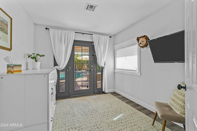 foyer featuring dark wood-type flooring