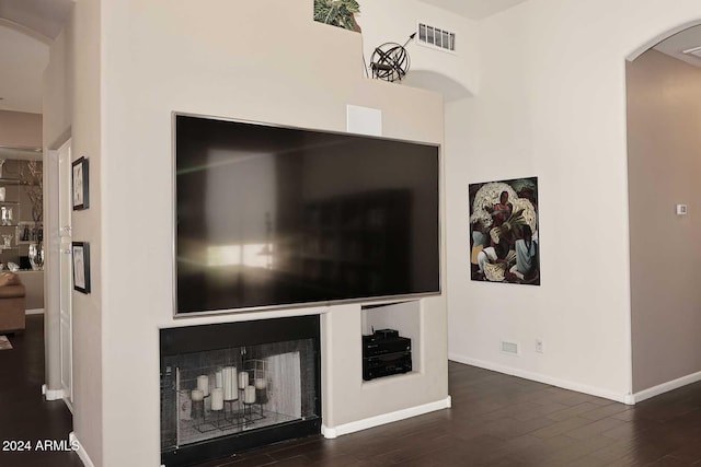 living room featuring dark hardwood / wood-style floors