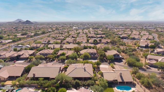 bird's eye view featuring a mountain view