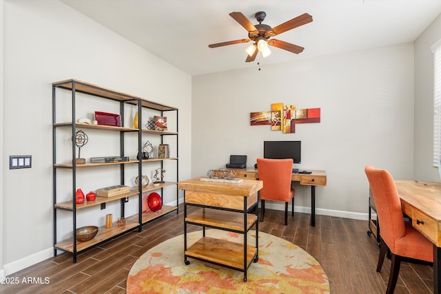 20684 W Meadowbrook Ave, Buckeye, AZ 85396 - office area with wood finished floors and ceiling fan