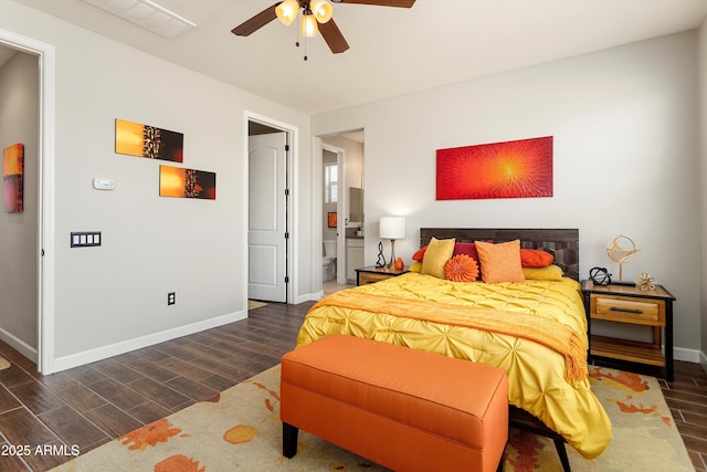 20684 W Meadowbrook Ave, Buckeye, AZ 85396 - bedroom featuring wood finished floors, ensuite bathroom, and ceiling fan
