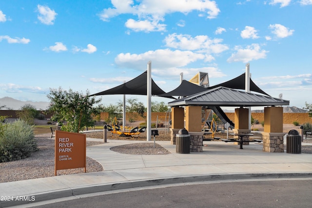 view of community with a gazebo