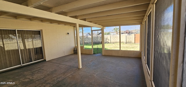 view of unfurnished sunroom