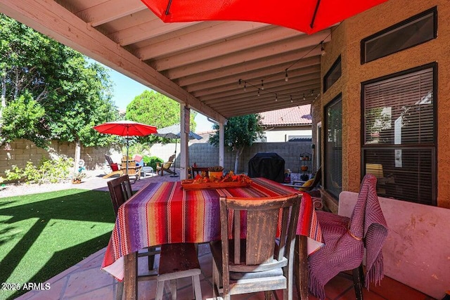 view of patio with area for grilling