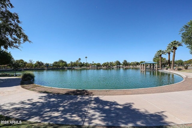 view of water feature featuring a gazebo