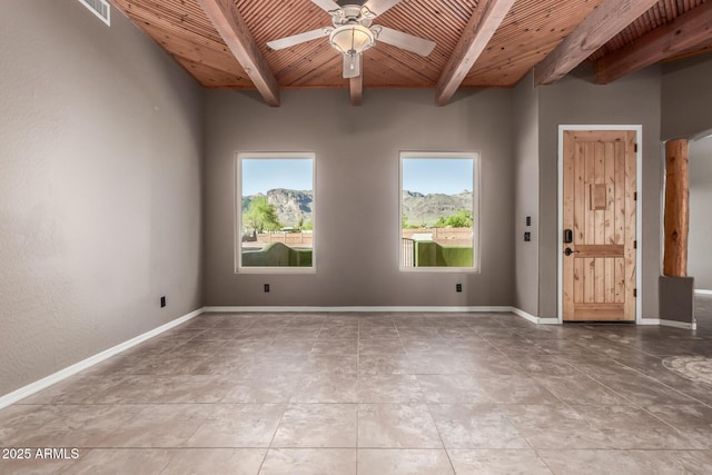 5347 E 10th Ave, Apache Junction, AZ 85119 - unfurnished room featuring a wood ceiling with exposed beams and a ceiling fan