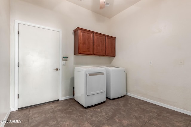 5347 E 10th Ave, Apache Junction, AZ 85119 - washroom with separate washer and dryer, cabinet space, and ceiling fan