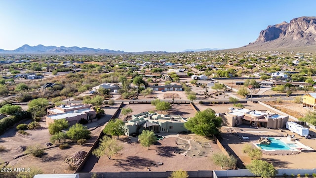5347 E 10th Ave, Apache Junction, AZ 85119 - aerial perspective of suburban area featuring a mountainous background and a pool