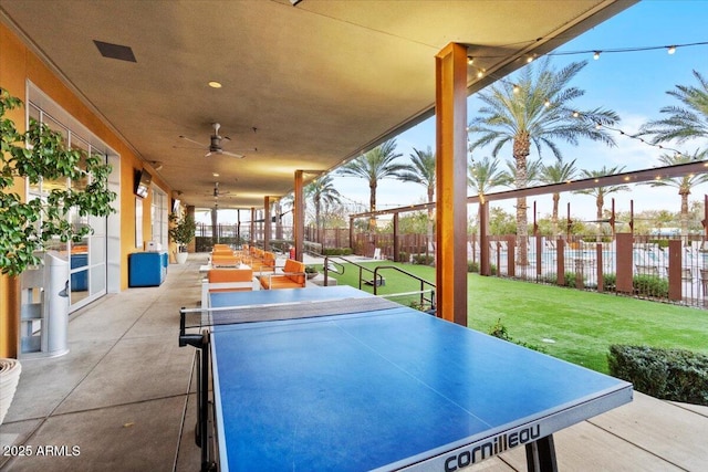 view of patio with ceiling fan