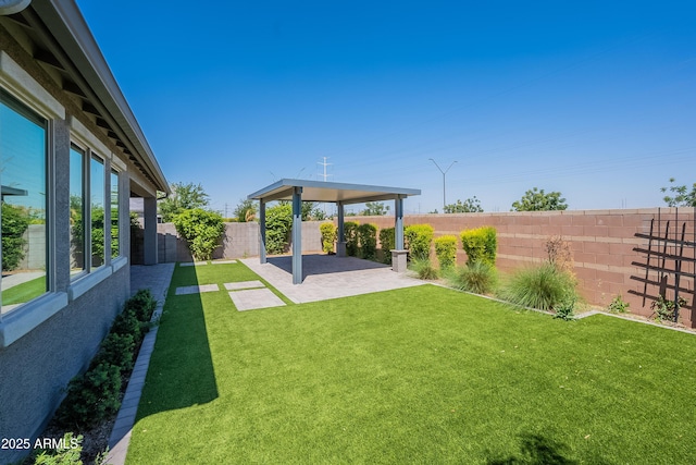 view of yard with a patio and a gazebo