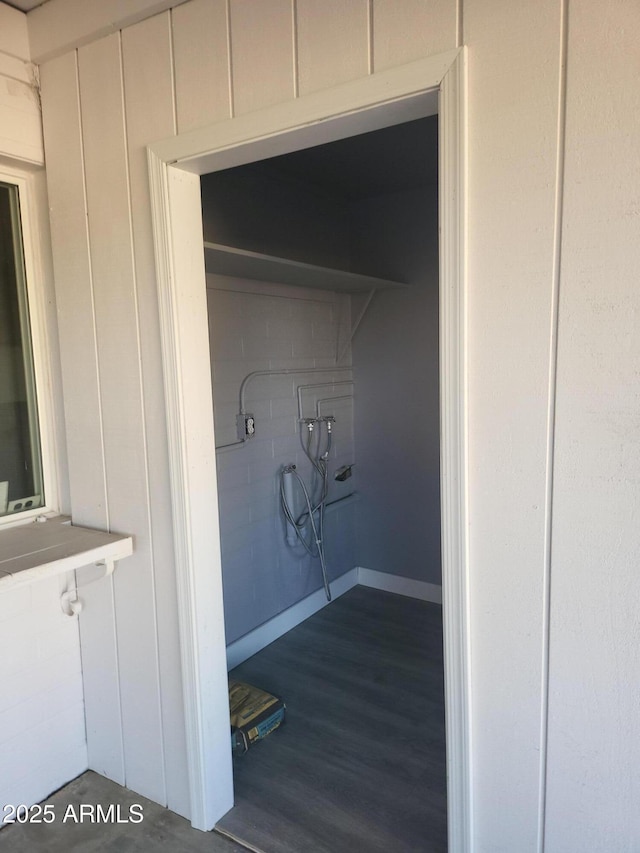 washroom featuring dark wood-style floors