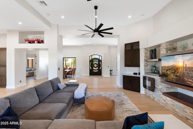 39419 N 7th Ave, Phoenix, AZ 85086 - living area with light wood finished floors, ceiling fan, recessed lighting, and baseboards