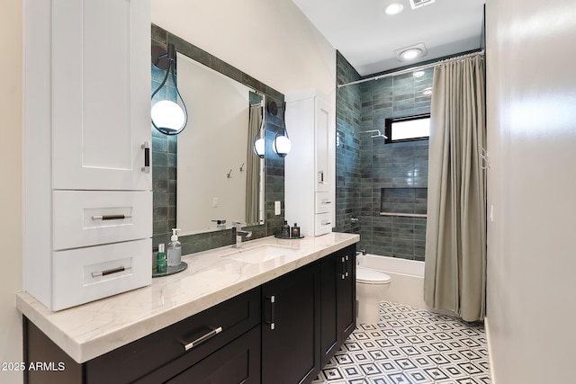 39419 N 7th Ave, Phoenix, AZ 85086 - full bathroom with vanity, toilet, and shower / bath combo with shower curtain
