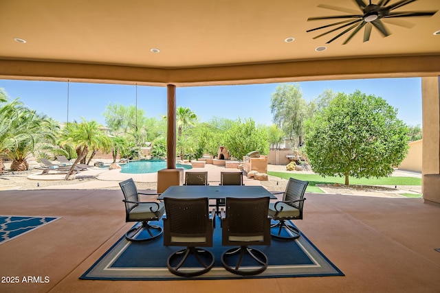 39419 N 7th Ave, Phoenix, AZ 85086 - view of patio / terrace with an outdoor pool, outdoor dining space, and ceiling fan