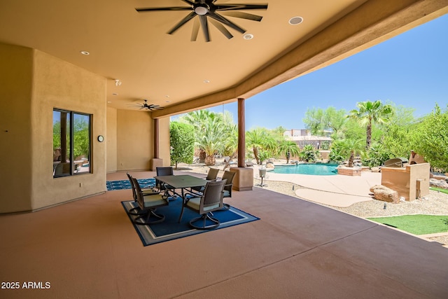39419 N 7th Ave, Phoenix, AZ 85086 - view of patio / terrace with a ceiling fan, an outdoor pool, and outdoor dining area