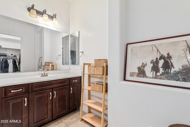 bathroom with vanity and tile patterned floors