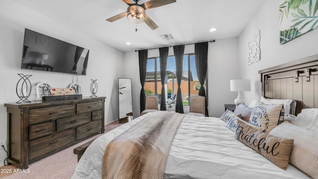 27636 W Runion Dr, Buckeye, AZ 85396 - bedroom featuring recessed lighting, baseboards, ceiling fan, and access to outside