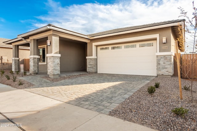 view of front of house with a garage