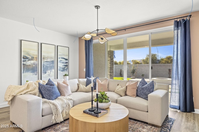 living area featuring wood finished floors