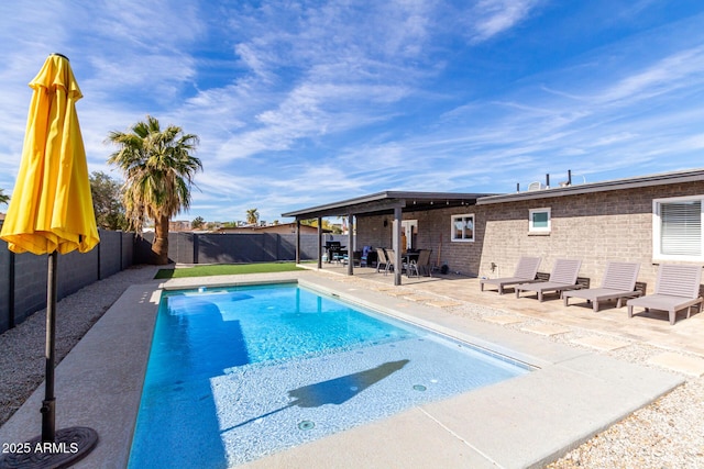 view of pool featuring a patio