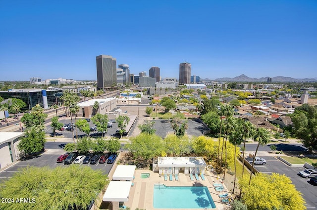 bird's eye view featuring a mountain view