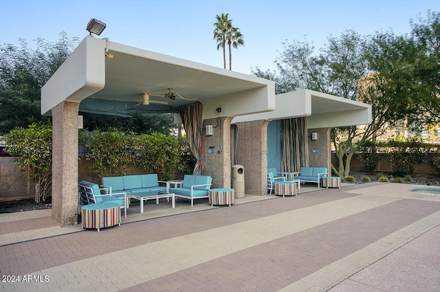 view of patio / terrace with an outdoor hangout area and ceiling fan