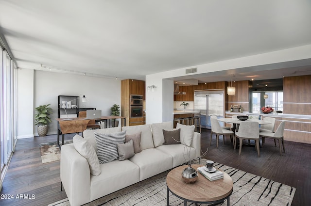 living room with hardwood / wood-style floors