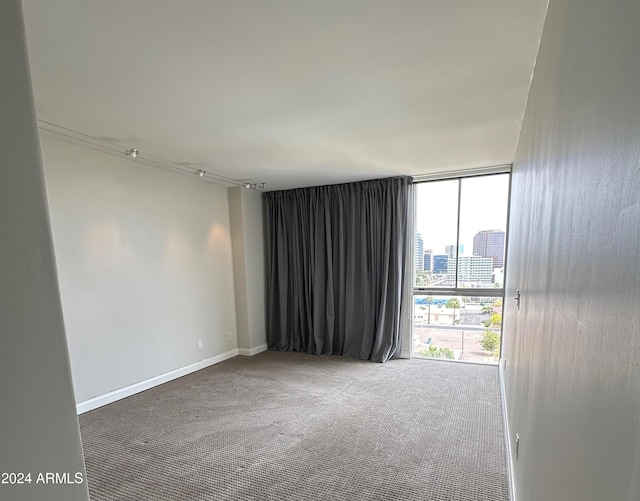 carpeted spare room featuring floor to ceiling windows