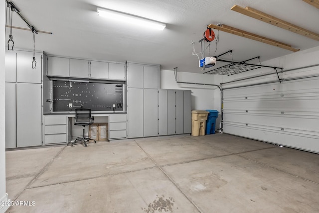 garage with a garage door opener