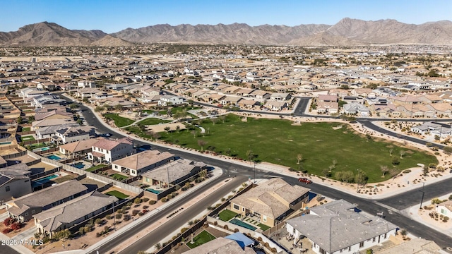 drone / aerial view with a mountain view