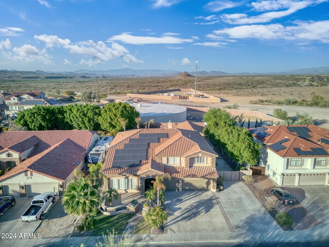 aerial view with a mountain view