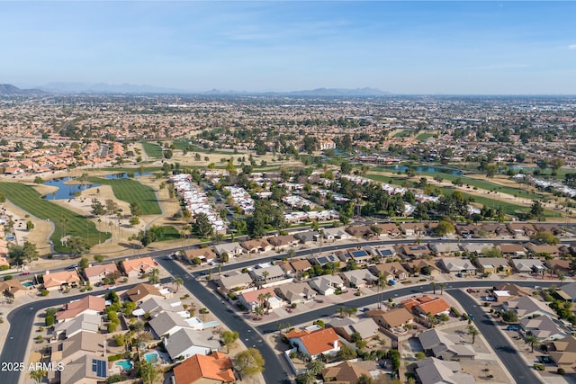 aerial view with a mountain view