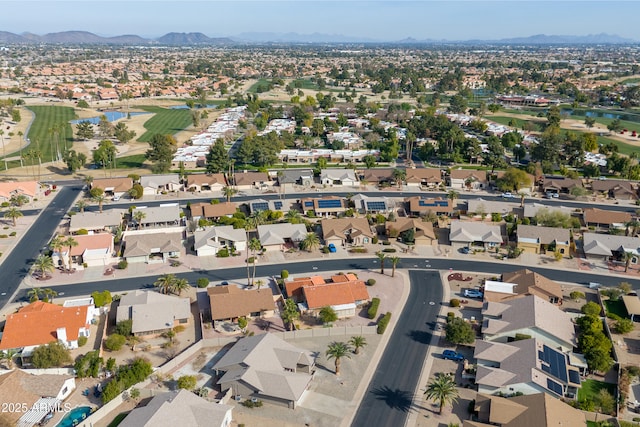 bird's eye view with a mountain view