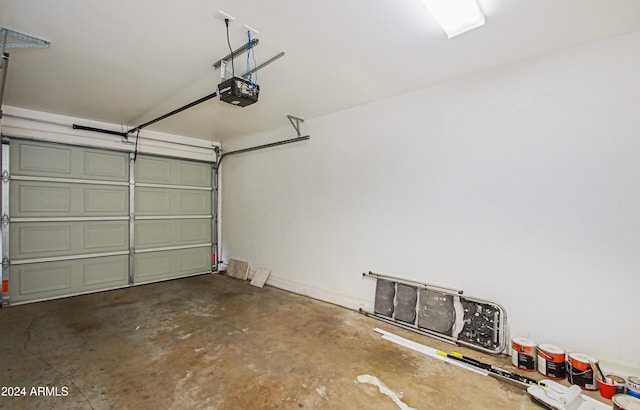 garage with a garage door opener