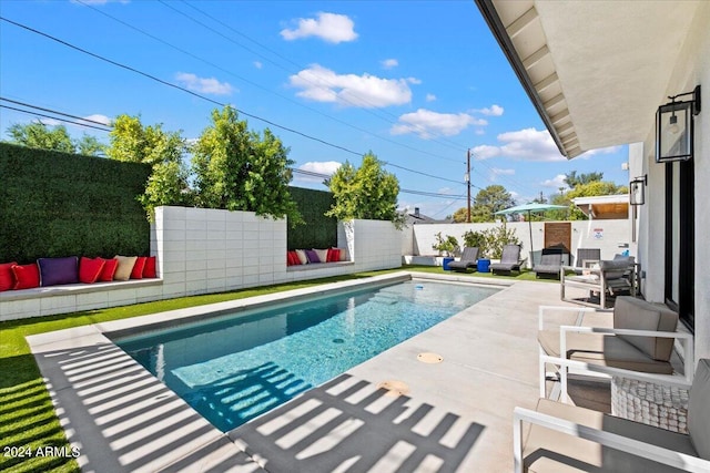 view of pool featuring a patio