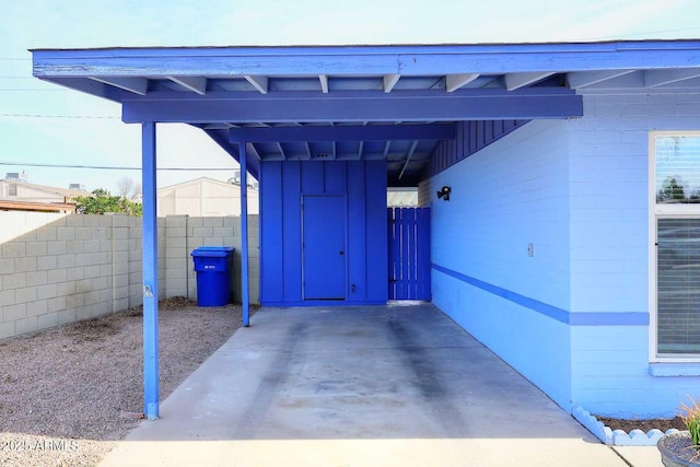 view of patio with a carport