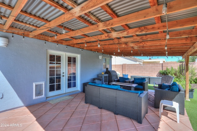 view of patio featuring french doors and an outdoor hangout area