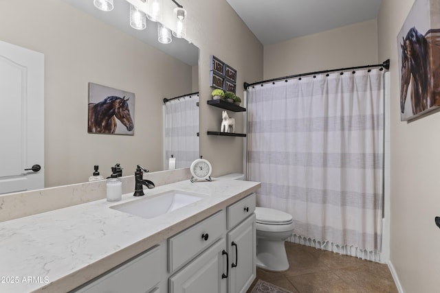 6213 W Gambit Trl, Phoenix, AZ 85083 - full bath featuring toilet, vanity, tile patterned floors, and a shower with shower curtain
