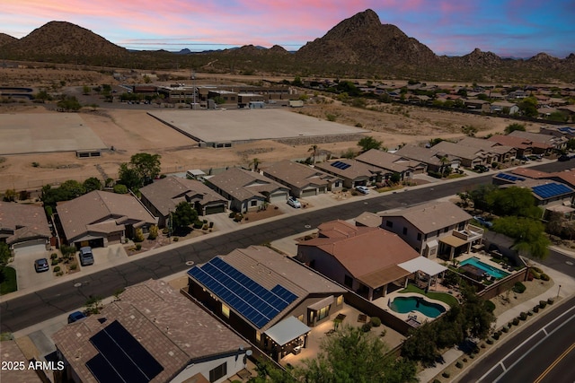 6213 W Gambit Trl, Phoenix, AZ 85083 - aerial view at dusk of view of pool area, a residential view, and a mountain view